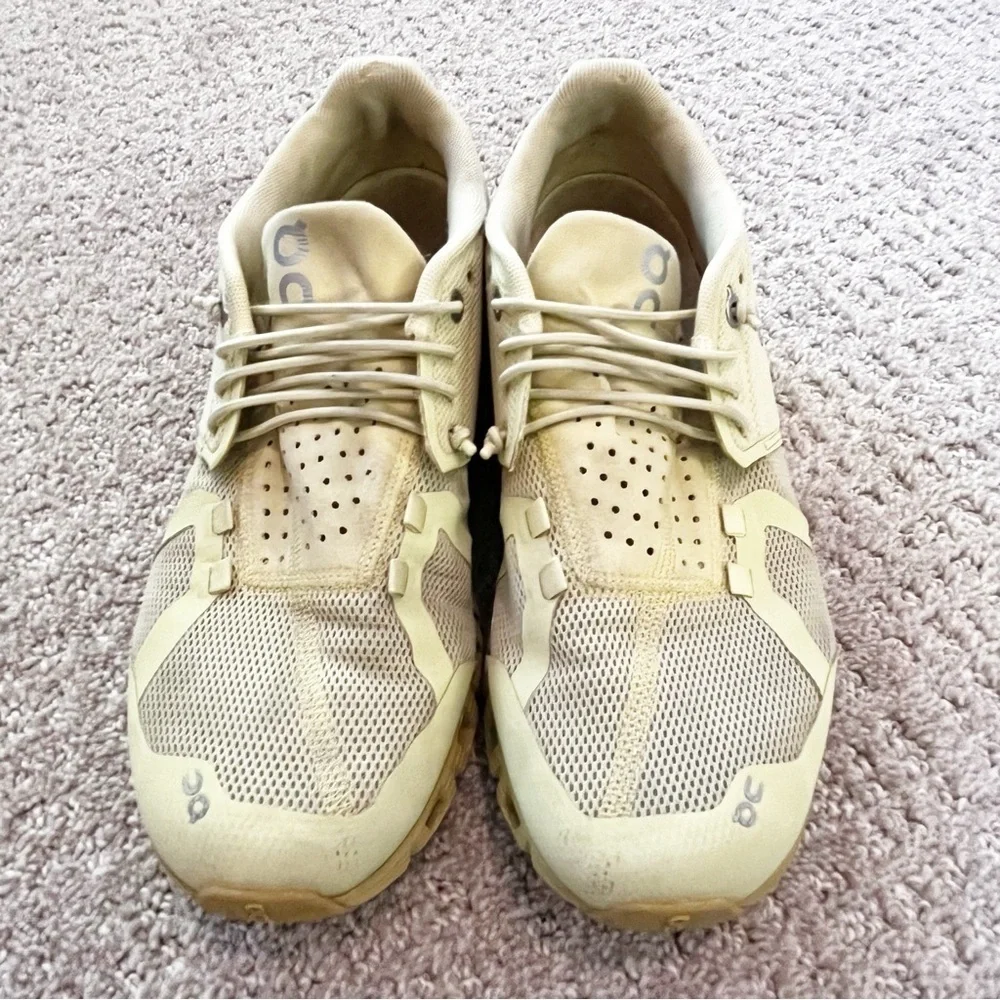 ON Cloud 5 Running Women Mesh Sneakers Sz 8.5 Green Swiss Molded Heel Comfort